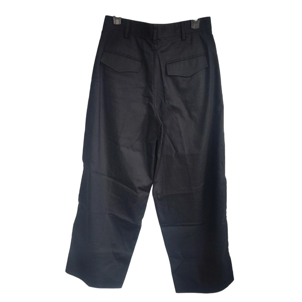 New Banana Republic Trouser Pants 12 Petite Linen Blend Wide Leg Pleated Black - Picture 3 of 10
